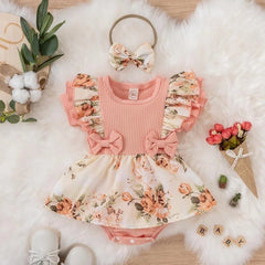 Kids Dress For 0 - 18 Months Cotton Ruffle Sleeve Cute Butterfly Floral Summer Princess Formal Dresses Newborn Baby Girl Clothes - Chic Cart