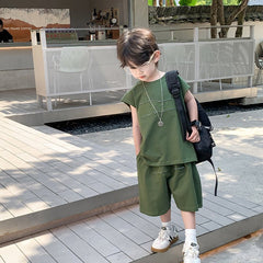 Children's Summer Clothing Boys Sleeveless Vest Outer Wear Shorts Two - piece Set - Chic Cart
