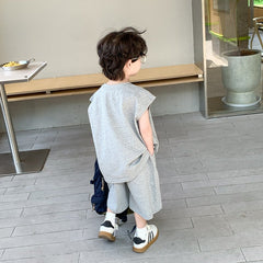 Children's Summer Clothing Boys Sleeveless Vest Outer Wear Shorts Two - piece Set - Chic Cart