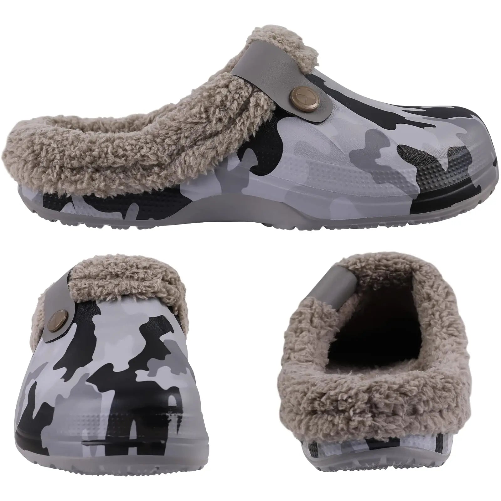 Shevalues Plush Fur Clogs Slippers For Women Men Winter Soft Furry Slippers Waterproof Garden Shoes Multi - Use Indoor Home Shoes - Chic Cart