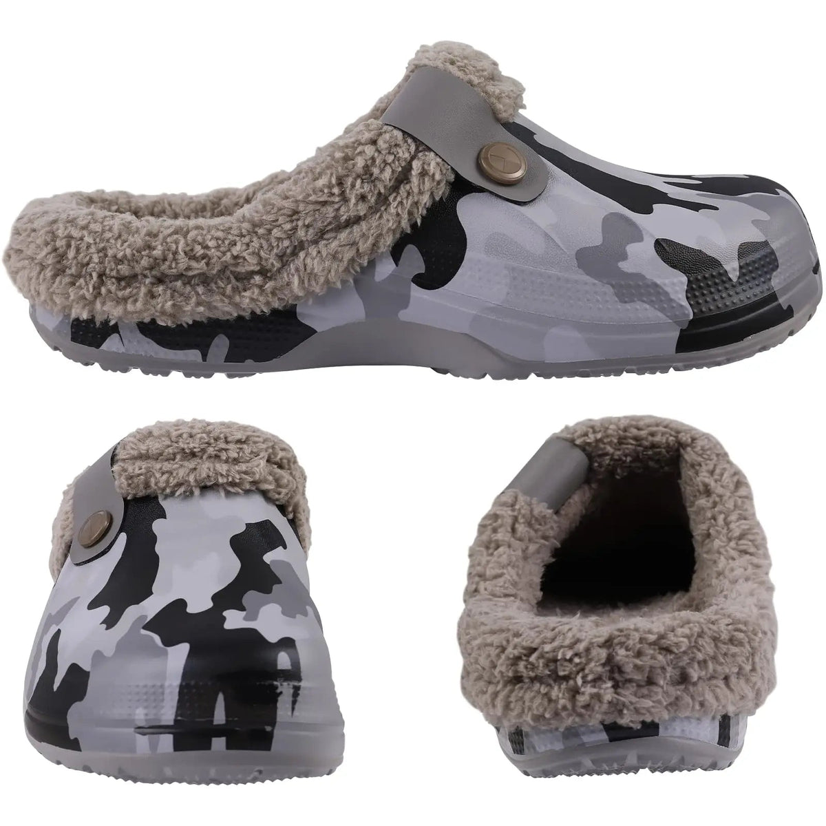 Shevalues Plush Fur Clogs Slippers For Women Men Winter Soft Furry Slippers Waterproof Garden Shoes Multi - Use Indoor Home Shoes - Chic Cart