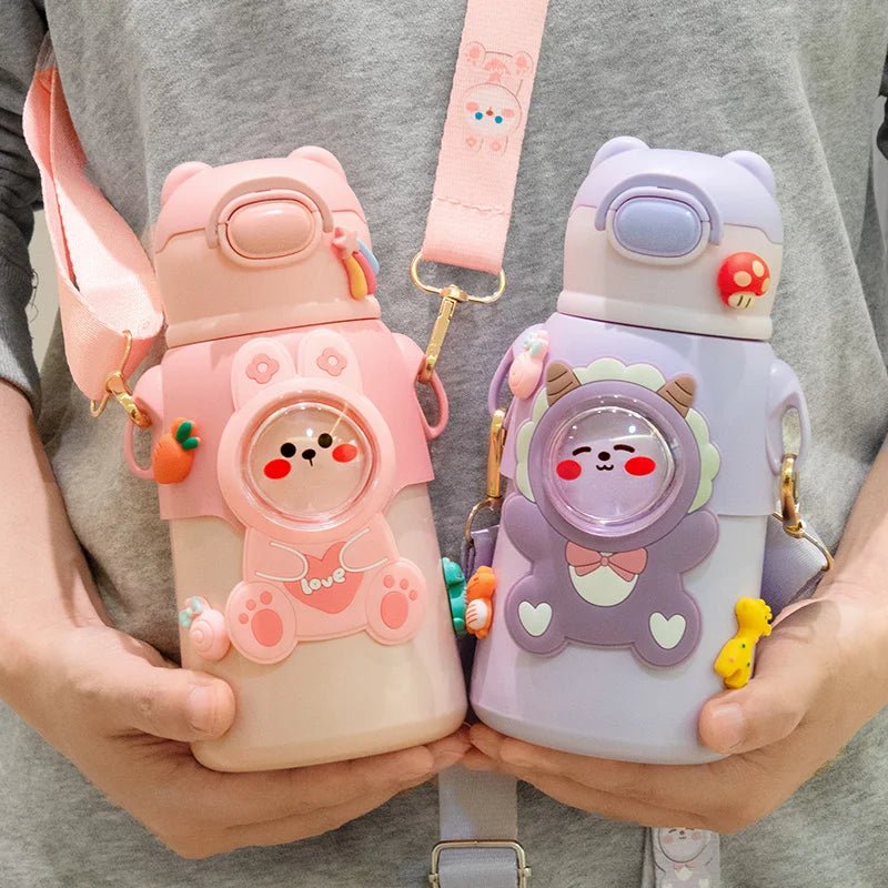GIANXI Children Thermos Mug Stainless Steel Leak - Proof Vacuum Flask With Straw Cartoon Thermal Water Bottle Thermocup Drinkware - Chic Cart