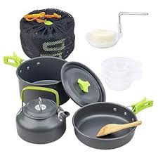 Camping Pots Cookware Set Portable Outdoor Cooking  Tableware for Hiking Trekking Picnic Fishing Mountaineering - Chic Cart 
