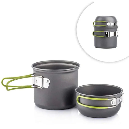 Ultralight Camping Pots Cookware Set Portable Outdoor Camp Cooking Tableware for Hiking Trekking Picnic Fishing Mountaineering - Chic Cart 