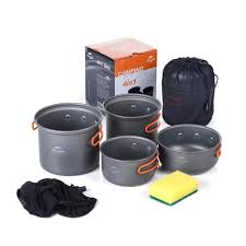 Ultralight Camping Pots Cookware Set Portable Outdoor Camp Cooking Tableware for Hiking Trekking Picnic Fishing Mountaineering - Chic Cart 