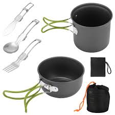 Ultralight Camping Pots Cookware Set Portable Outdoor Camp Cooking Tableware for Hiking Trekking Picnic Fishing Mountaineering - Chic Cart 