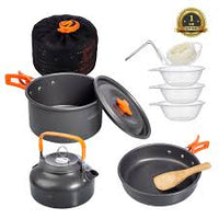 Ultralight Camping Pots Cookware Set Portable Outdoor Camp Cooking Tableware for Hiking Trekking Picnic Fishing Mountaineering - Chic Cart 