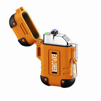 Waterproof USB Charging Electric Lighter Dual Arc Lighter Flameless Plasma Lighter Outdoor Hiking Camping Smoking Accessories - Chic Cart