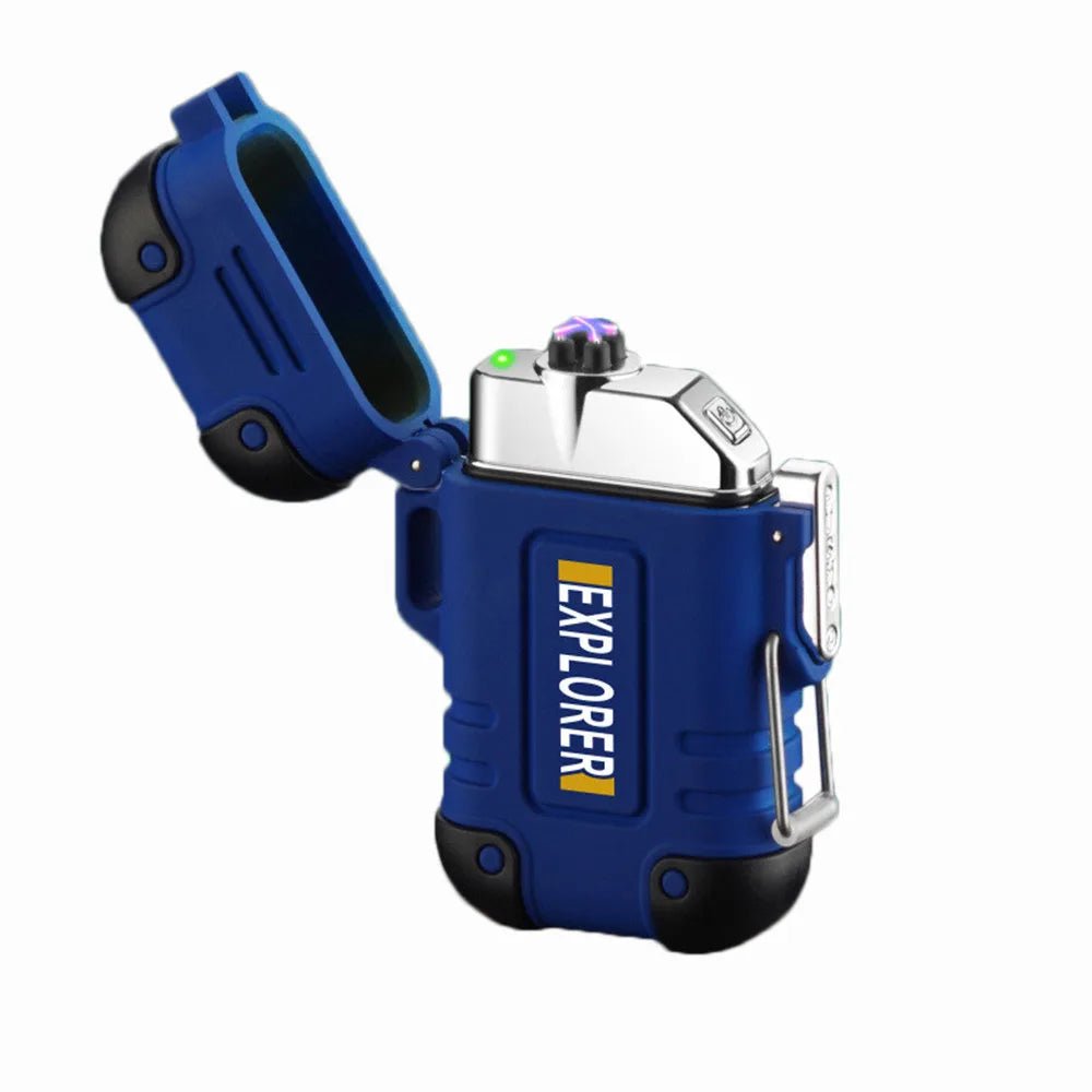Waterproof USB Charging Electric Lighter Dual Arc Lighter Flameless Plasma Lighter Outdoor Hiking Camping Smoking Accessories - Chic Cart