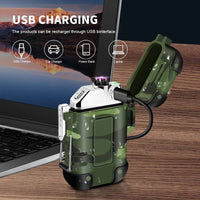 Waterproof USB Charging Electric Lighter Dual Arc Lighter Flameless Plasma Lighter Outdoor Hiking Camping Smoking Accessories - Chic Cart