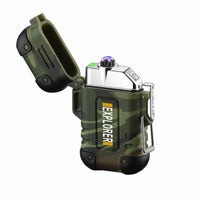 Waterproof USB Charging Electric Lighter Dual Arc Lighter Flameless Plasma Lighter Outdoor Hiking Camping Smoking Accessories - Chic Cart