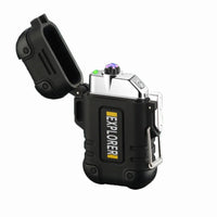 Waterproof USB Charging Electric Lighter Dual Arc Lighter Flameless Plasma Lighter Outdoor Hiking Camping Smoking Accessories - Chic Cart