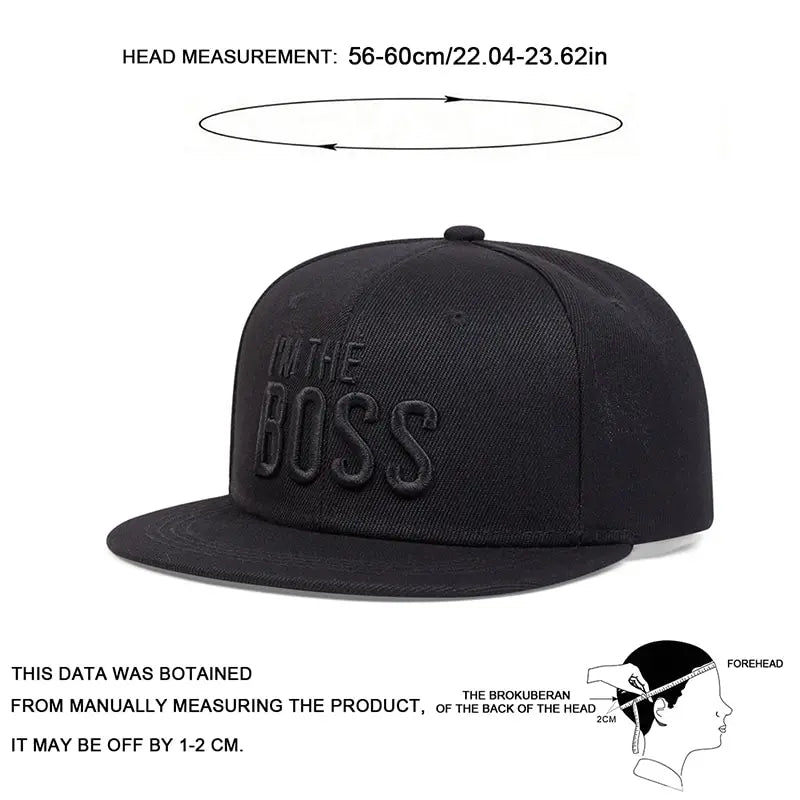 Unisex I 'M THE BOSS Letter Embroidery Hip - hop Hats Outdoor Adjustable Casual Baseball Caps Sunscreen Hat - Chic Cart