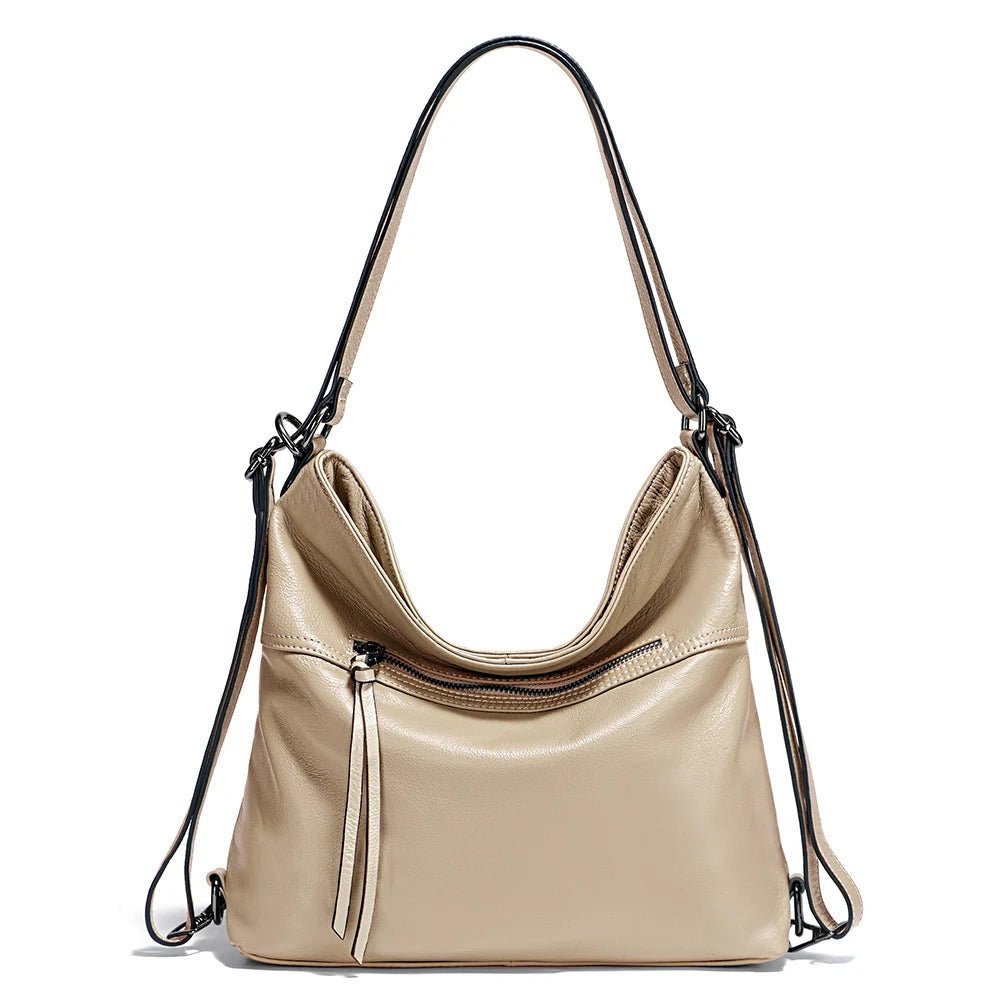Zency Fashion Women Shoulder Bag 100% Genuine Leather Large Capacity Designer Handbag Hobo Bag Backpack Transformer Bag Sac Main - Chic Cart