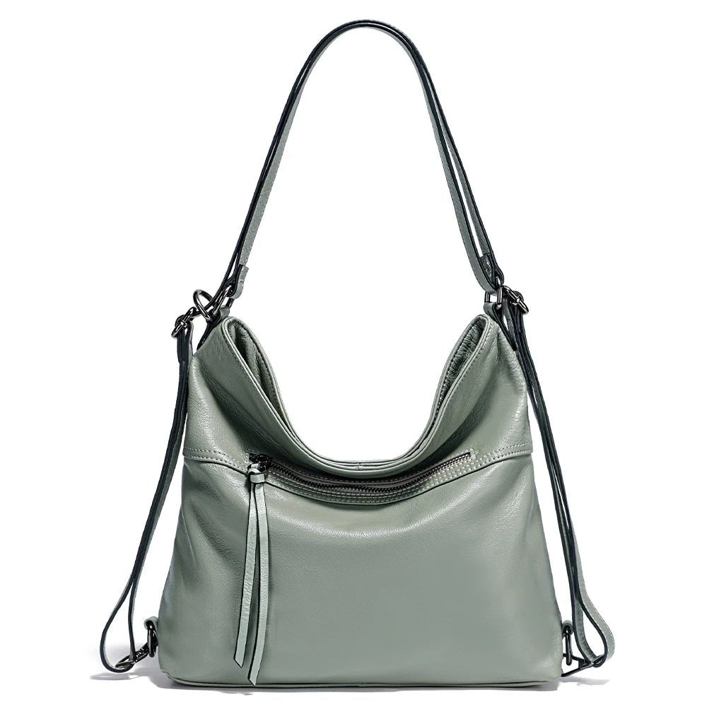 Zency Fashion Women Shoulder Bag 100% Genuine Leather Large Capacity Designer Handbag Hobo Bag Backpack Transformer Bag Sac Main - Chic Cart