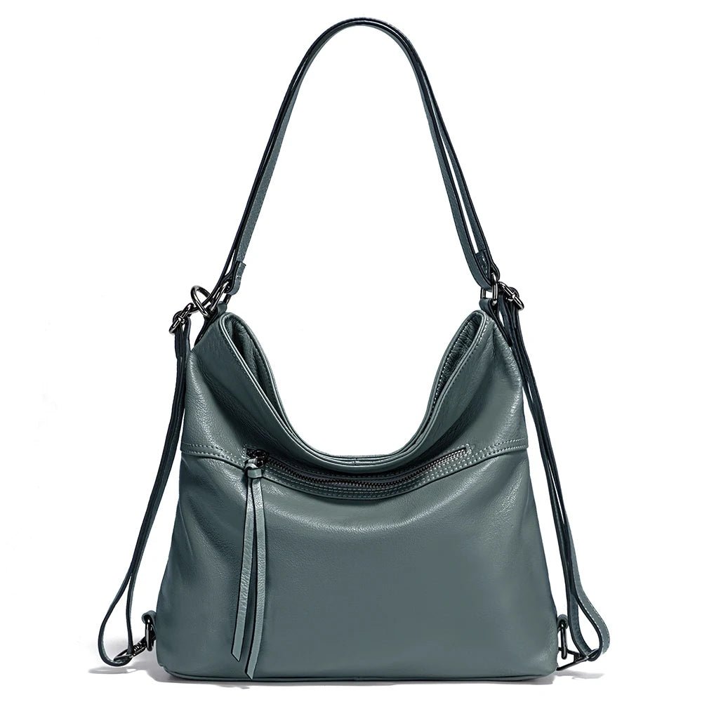 Zency Fashion Women Shoulder Bag 100% Genuine Leather Large Capacity Designer Handbag Hobo Bag Backpack Transformer Bag Sac Main - Chic Cart