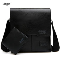 JEEP BULUO Men Bag Famous Brand 2 pcs Set Man Leather Messenger Shouder Bag Business Travelling Bags Male Tote Cross body Bags - Chic Cart