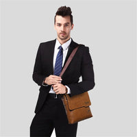 JEEP BULUO Men Bag Famous Brand 2 pcs Set Man Leather Messenger Shouder Bag Business Travelling Bags Male Tote Cross body Bags - Chic Cart