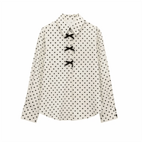 2025 RZRA Spring New Women's Fashion Casual Style Butterfly Knot Decoration Wave Point Long Sleeve Single breasted Shirt - Chic Cart