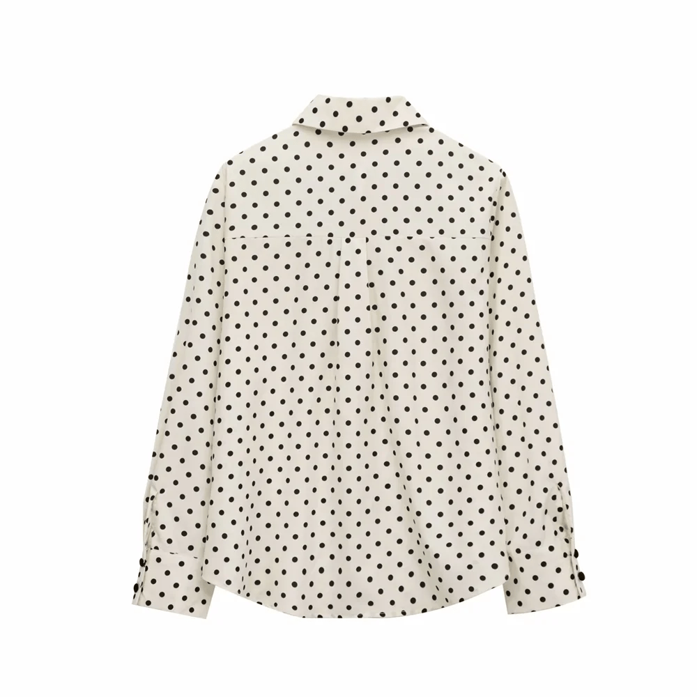 2025 RZRA Spring New Women's Fashion Casual Style Butterfly Knot Decoration Wave Point Long Sleeve Single breasted Shirt - Chic Cart