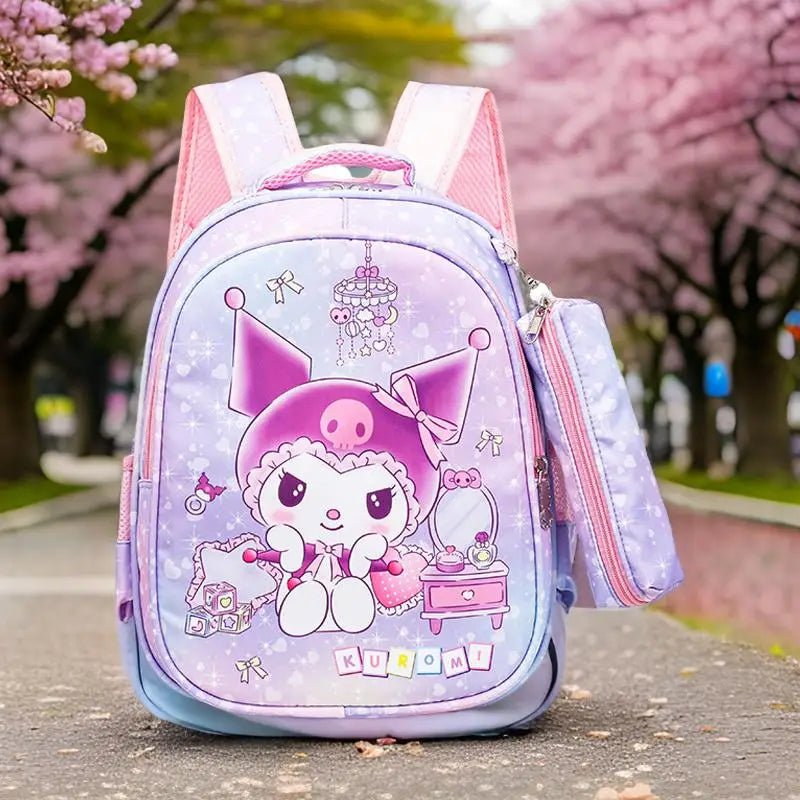 Kuromi School Bag, Backpack With Pencil Case, Hello Kitty Sanrio Anime Travel Bag, Daily Use School Use Bags, Birthday Gift - Chic Cart