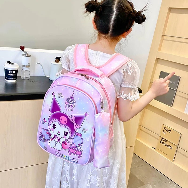 Kuromi School Bag, Backpack With Pencil Case, Hello Kitty Sanrio Anime Travel Bag, Daily Use School Use Bags, Birthday Gift - Chic Cart