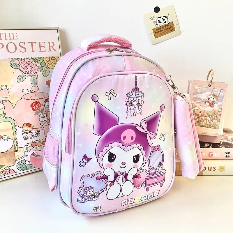 Kuromi School Bag, Backpack With Pencil Case, Hello Kitty Sanrio Anime Travel Bag, Daily Use School Use Bags, Birthday Gift - Chic Cart