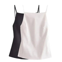 Women Fashion Solid Lace Up Backless Camisole Vintage Thin Straps Square Collar Female Chic Lady Tops - Chic Cart