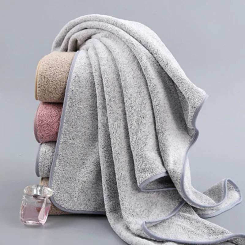 thick and big Bamboo Charcoal Coral Velvet Bath Towel For Adult Soft Absorbent Microfiber Fabric Towel Household Bathroom Towel - Chic Cart
