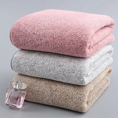 thick and big Bamboo Charcoal Coral Velvet Bath Towel For Adult Soft Absorbent Microfiber Fabric Towel Household Bathroom Towel - Chic Cart