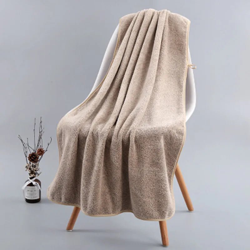 thick and big Bamboo Charcoal Coral Velvet Bath Towel For Adult Soft Absorbent Microfiber Fabric Towel Household Bathroom Towel - Chic Cart