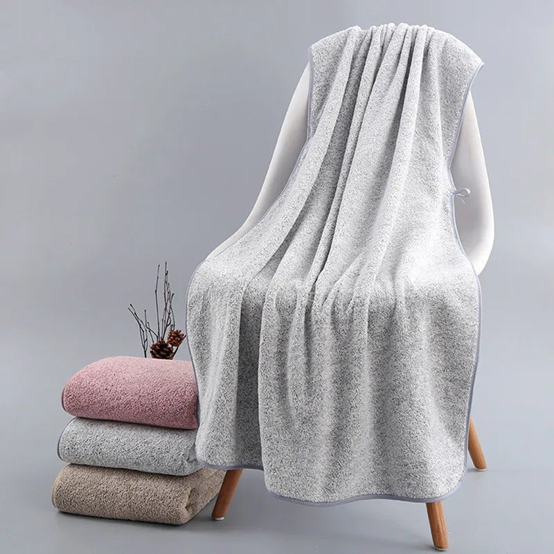 thick and big Bamboo Charcoal Coral Velvet Bath Towel For Adult Soft Absorbent Microfiber Fabric Towel Household Bathroom Towel - Chic Cart