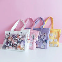 Fashion New Canvas Ita Bag Large Capacity Cartoon Tote Bags for Women Transparent Shoulder Bags Teenage Girls Japanese - Chic Cart