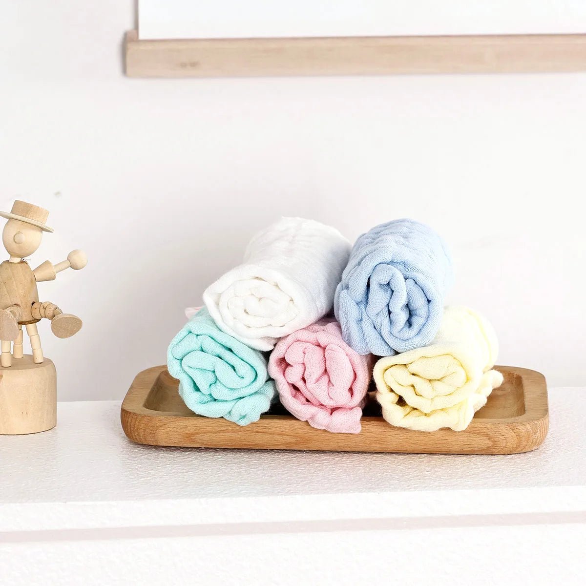 Soft Cotton Gauze 5PCS Baby Face Towel Set Solid Color Burp Cloth Handkerchief Feeding Wash Cloth Wipe - Chic Cart
