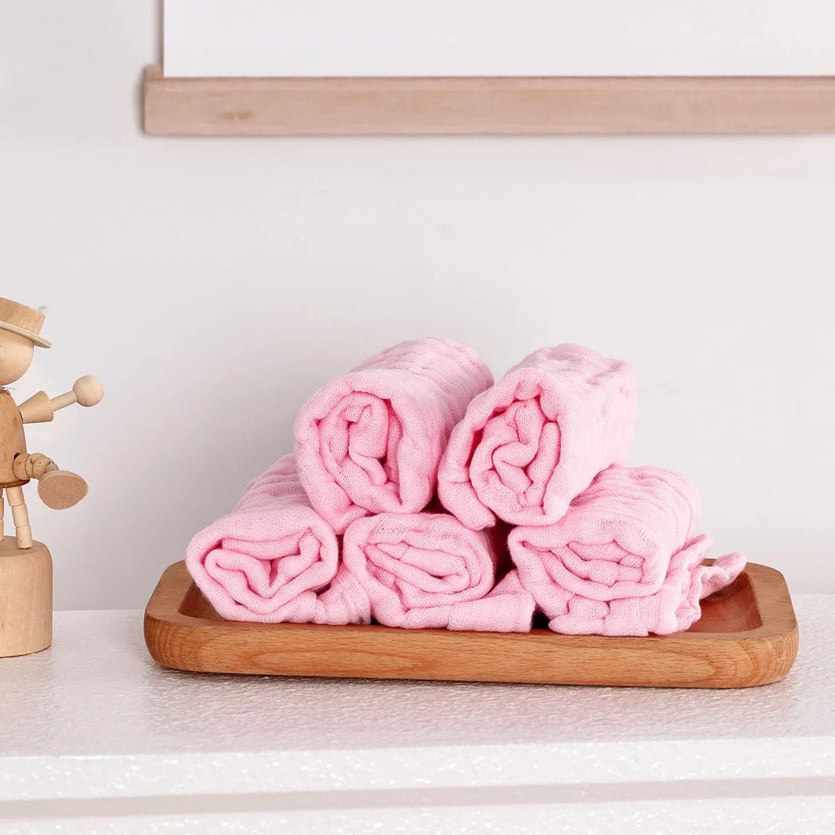 Soft Cotton Gauze 5PCS Baby Face Towel Set Solid Color Burp Cloth Handkerchief Feeding Wash Cloth Wipe - Chic Cart