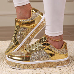 Fashion Breathable Lace - Up Casual Sneakers Women'S Leather Platform Casual Shoes Bright Top Fashion Low Top кроссовки женские - Chic Cart