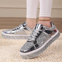 Fashion Breathable Lace - Up Casual Sneakers Women'S Leather Platform Casual Shoes Bright Top Fashion Low Top кроссовки женские - Chic Cart
