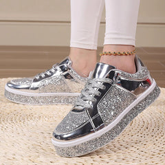 Fashion Breathable Lace - Up Casual Sneakers Women'S Leather Platform Casual Shoes Bright Top Fashion Low Top кроссовки женские - Chic Cart