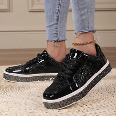 Fashion Breathable Lace - Up Casual Sneakers Women'S Leather Platform Casual Shoes Bright Top Fashion Low Top кроссовки женские - Chic Cart