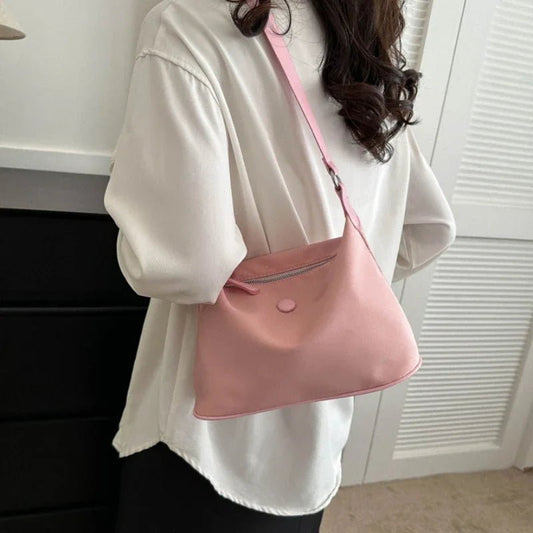 Pink Nylon Cloth Underarm Bag Korean Style New Ins Lightweight Texture Small Bag All - Match Shoulder Handbags for Women Girls - Chic Cart