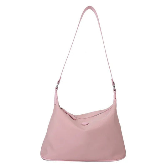 Pink Nylon Cloth Underarm Bag Korean Style New Ins Lightweight Texture Small Bag All - Match Shoulder Handbags for Women Girls - Chic Cart