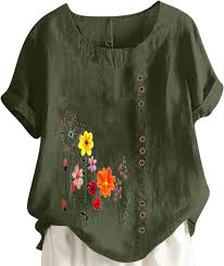 Fashion Loose Shirt Woman Elegant Round-Neck Woman Shirt Printed Casual Woman Shirt Holiday Weekend Top - Chic Cart 
