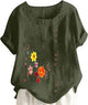 Fashion Loose Shirt Woman Elegant Round-Neck Woman Shirt Printed Casual Woman Shirt Holiday Weekend Top - Chic Cart 