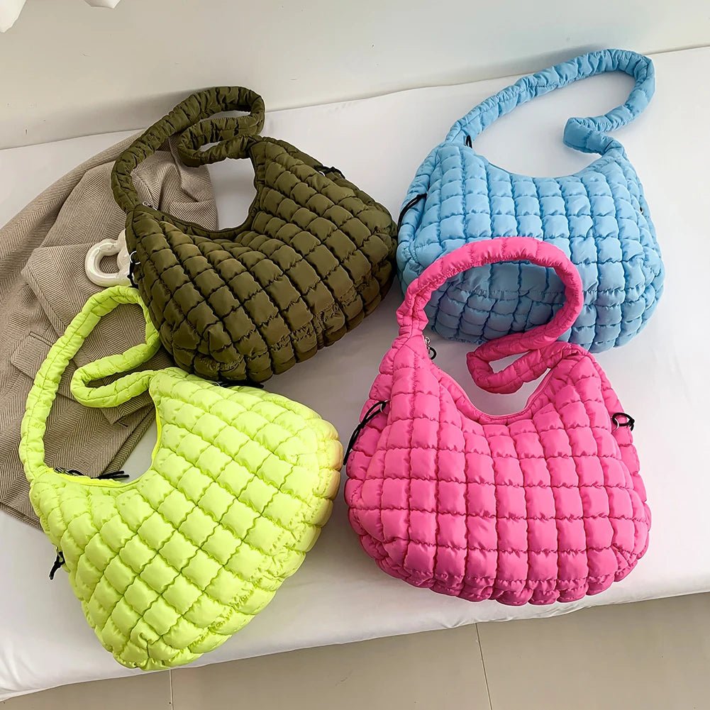 Women Cloud Hobo Bag Large Capacity Quilted Stylish Commuting Bags Solid Color Fashion Padded Sling Bag Puffer Shoulder Bags - Chic Cart