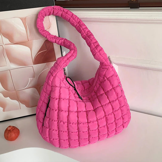 Women Cloud Hobo Bag Large Capacity Quilted Stylish Commuting Bags Solid Color Fashion Padded Sling Bag Puffer Shoulder Bags - Chic Cart