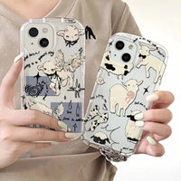 Cute Little Lamb Angel Sheep Phone Case for IPhone 16 15 14 13 12 11 Pro Max 7 8 Plus X XR XSMax Airbag Anti Fall Clear Cover - Chic Cart