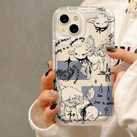 Cute Little Lamb Angel Sheep Phone Case for IPhone 16 15 14 13 12 11 Pro Max 7 8 Plus X XR XSMax Airbag Anti Fall Clear Cover - Chic Cart