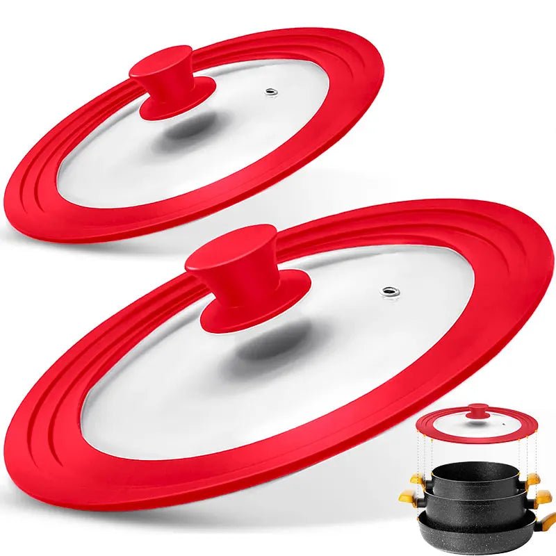 Multifunctional Tempered Glass Pot Lid Silicone Rim Cool Touch Handle Steam Dishwasher Safe Skillet Pan Cover Christmas Gift - Chic Cart