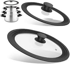 Multifunctional Tempered Glass Pot Lid Silicone Rim Cool Touch Handle Steam Dishwasher Safe Skillet Pan Cover Christmas Gift - Chic Cart 