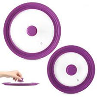 Multifunctional Tempered Glass Pot Lid Silicone Rim Cool Touch Handle Steam Dishwasher Safe Skillet Pan Cover Christmas Gift - Chic Cart 